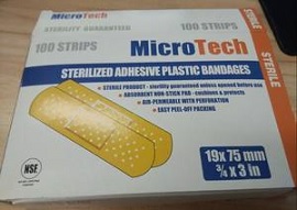Plastic Adhesive Bandages, 19mm x 75mm